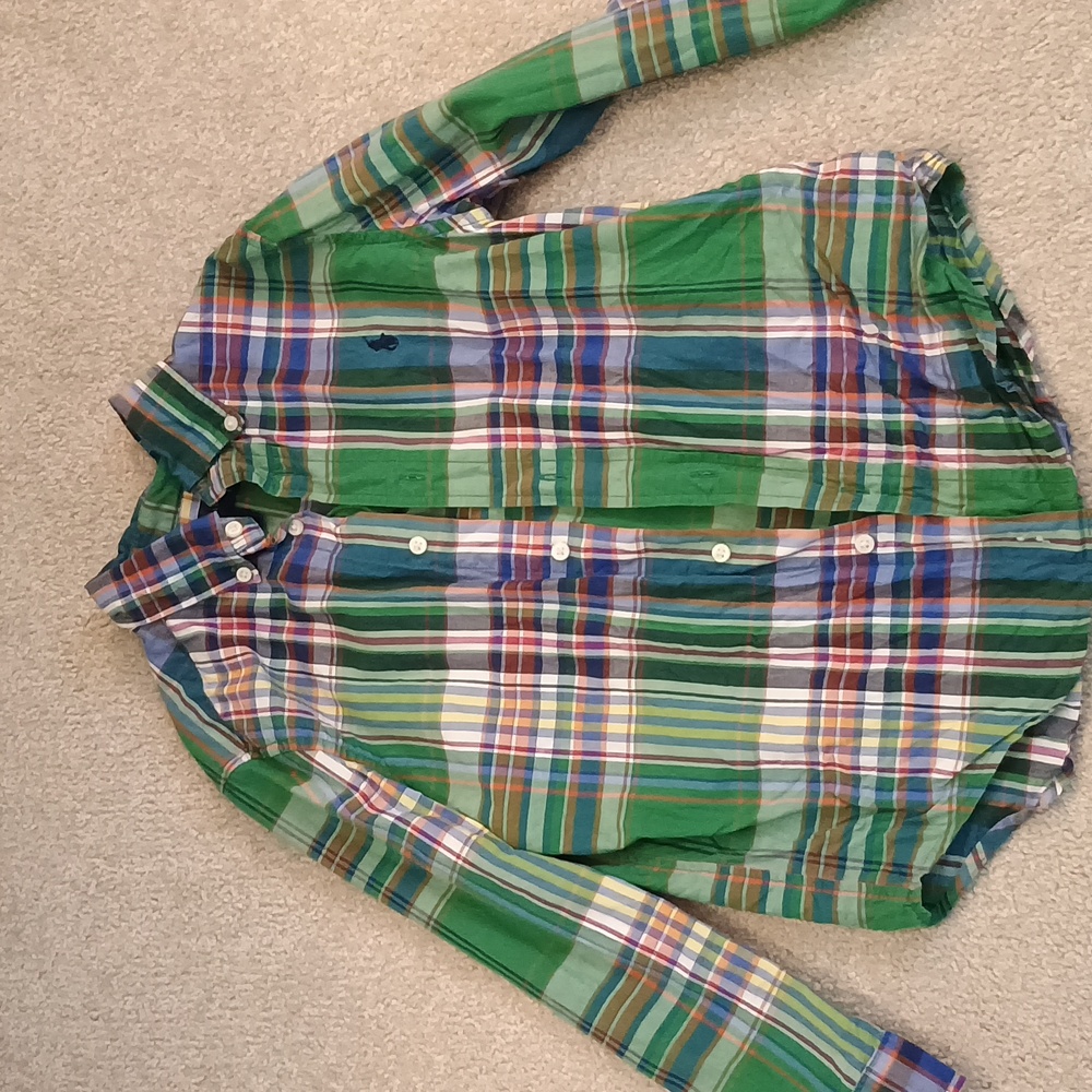 Green plaid boys button down, size 6, Polo Ralph Lauren